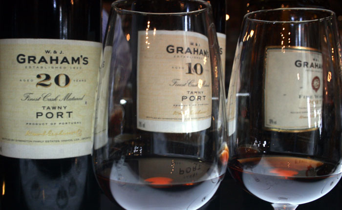 Image - glasses of port wine at Graham's port house in Porto.